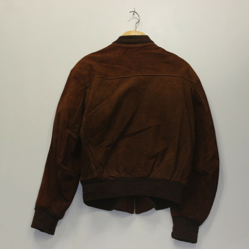 Vintage Roxton Leather Suede Bomber Jacket Size 44 Clix Zipper Brown