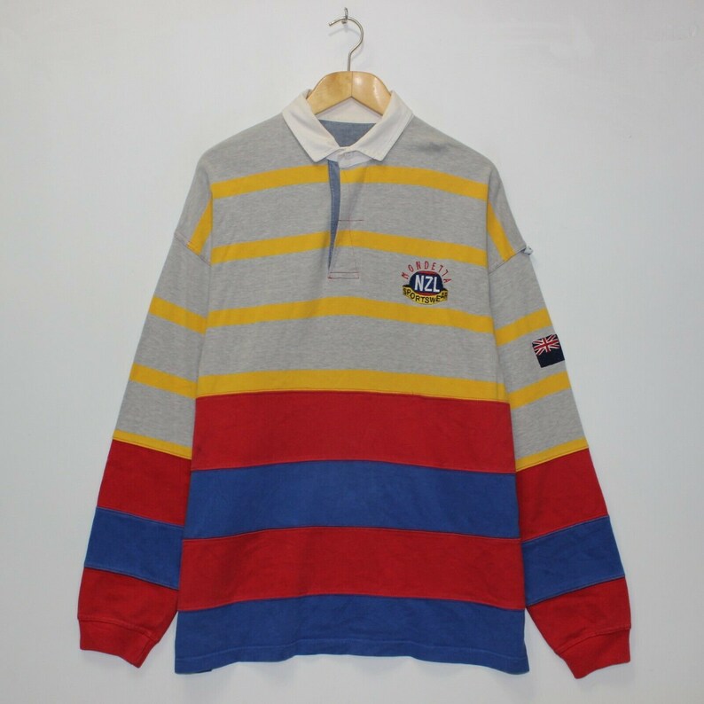 Vintage Mondetta Sportswear Striped Rugby Shirt Size XL | Etsy