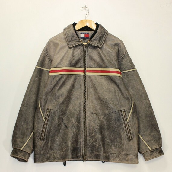 Vintage Tommy Hilfiger Striped Leather Racing Jack