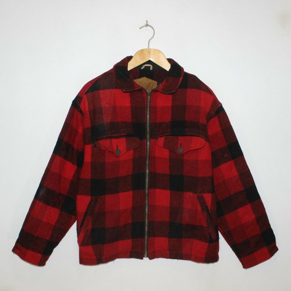 Vintage Woolrich Plaid Fleece Lined Overcoat Jacke