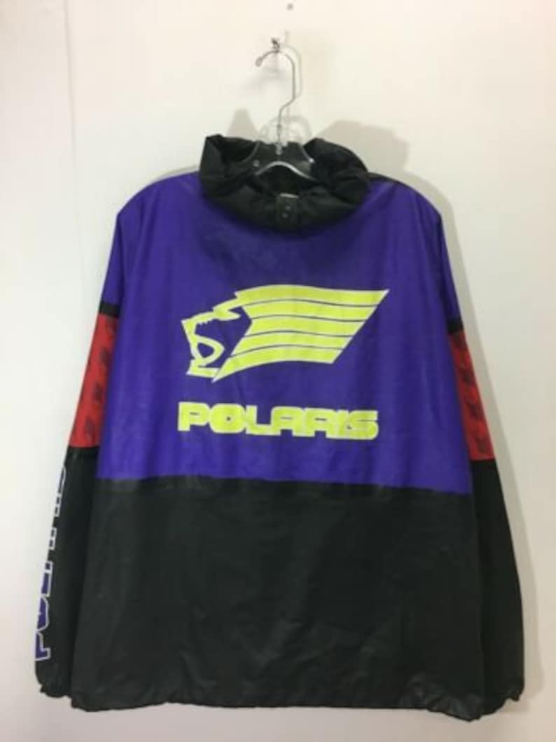 Vintage Polaris Light Snowmobile Track Suit Size Purple Black Red Spellout