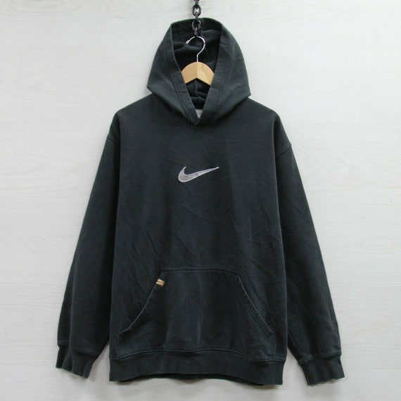 Vintage Nike Sweatshirt Hoodie Size XL Black Big E