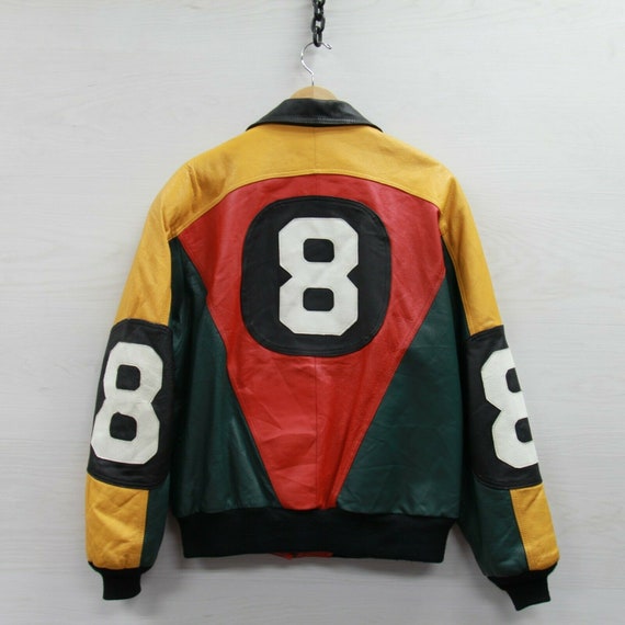 Vintage 8 Ball Leather Bomber Jacket Size Large 80
