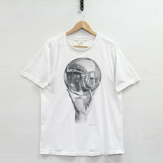 Vintage MC Escher T-Shirt Size Large White 90s Dut