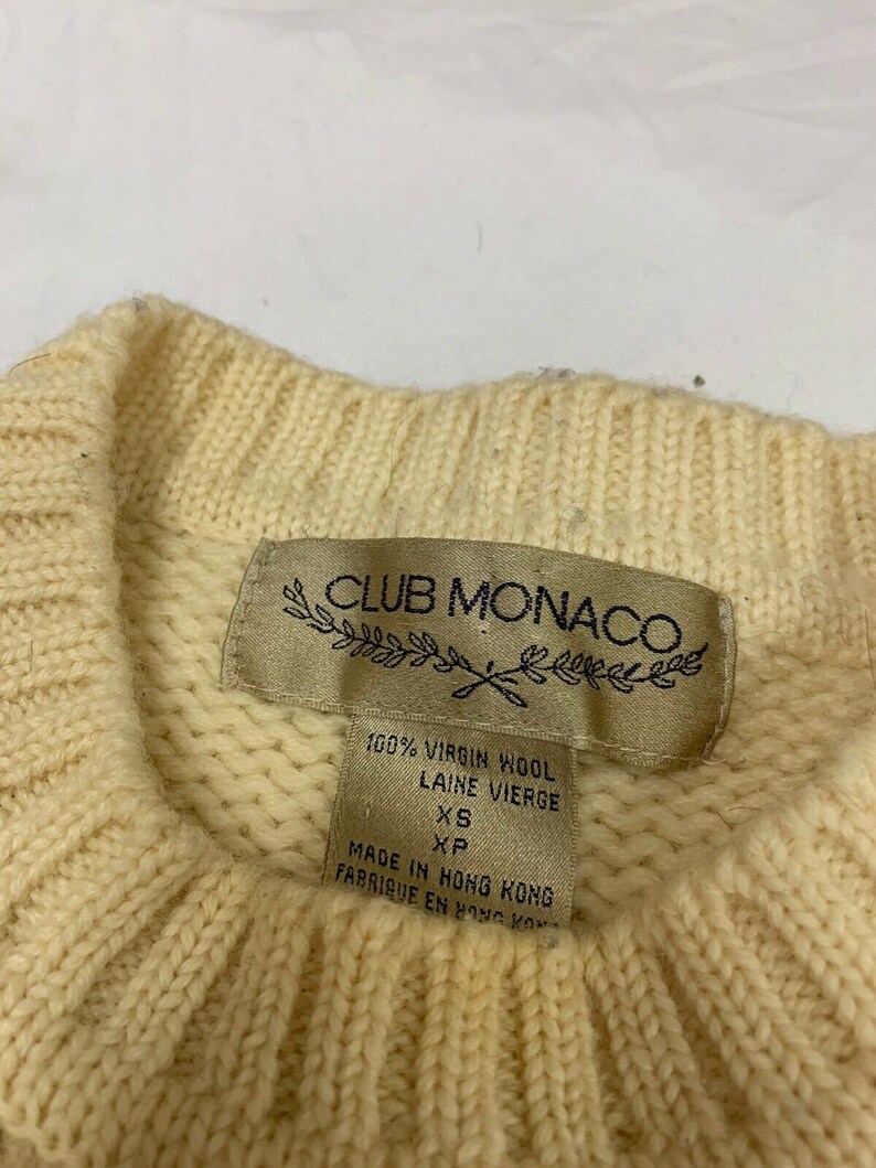 Vintage Club Monaco Spell Out Virgin Wool Knit Sweater Size XS | Etsy