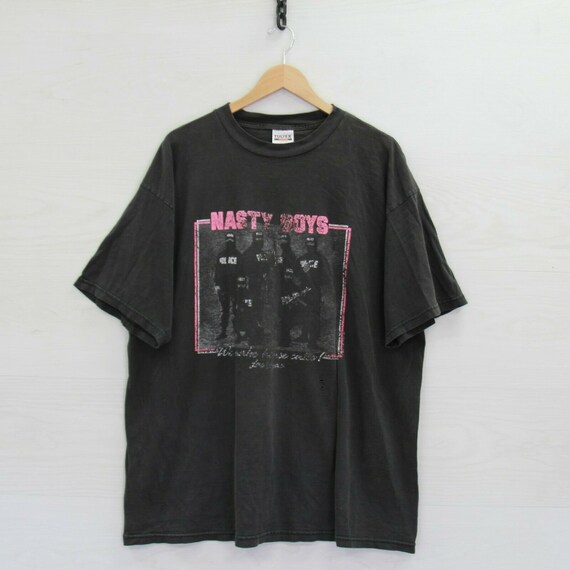 Vintage Nasty Boys T-Shirt Size XL Black 90s Polic