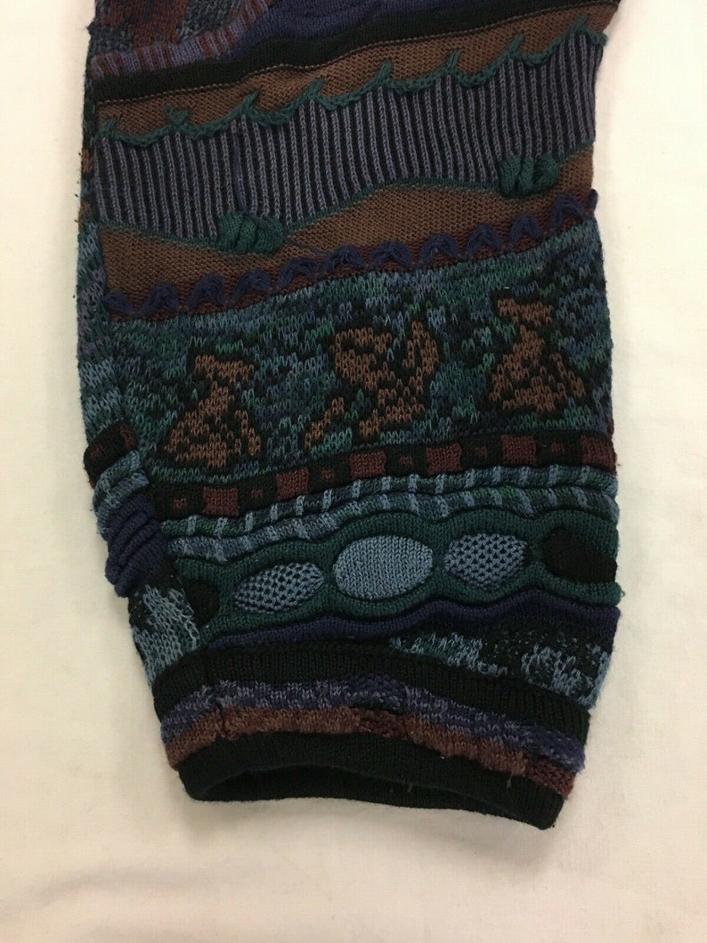 Vintage Coogi Style 3D Knit Tundra Crewneck Sweater Size XL Multicolor