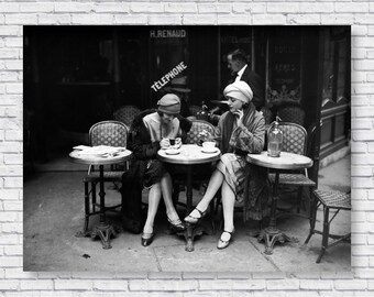 French Cafe Girls Print, 1920's Flapper Girls, Vintage Paris Cafe