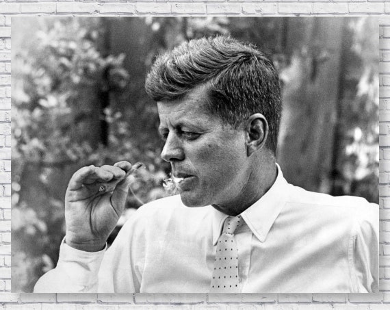 JFK Smoking Weed Poster Photo Print, President John F Kennedy Smoking a  Marijuana Blunt, Vintage Photograph Wall Art Stoner Decor Canvas