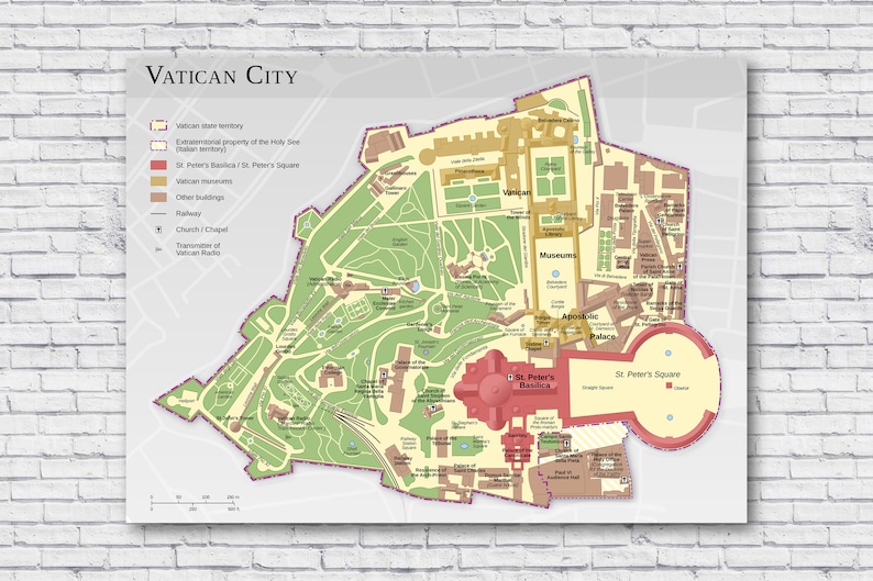 Mapa de la Ciudad del Vaticano Mapa del Vaticano en Roma Etsy España