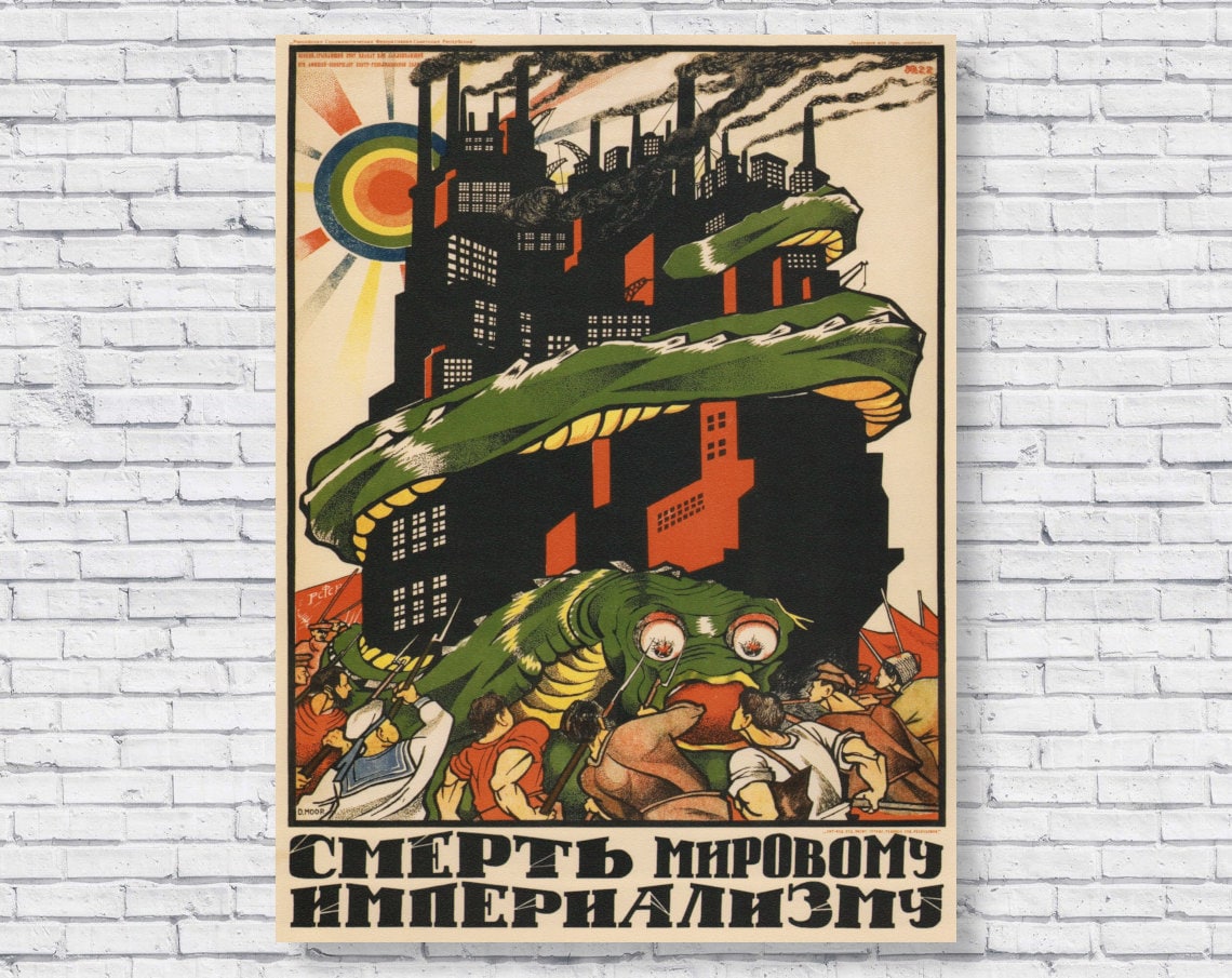 1919 Death to World Imperialism Poster Print, Propaganda