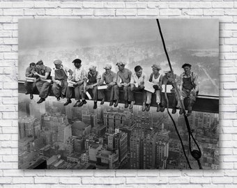 LARGE Lunch Atop a Skyscraper Poster Print, Iconic 1932 Photo of