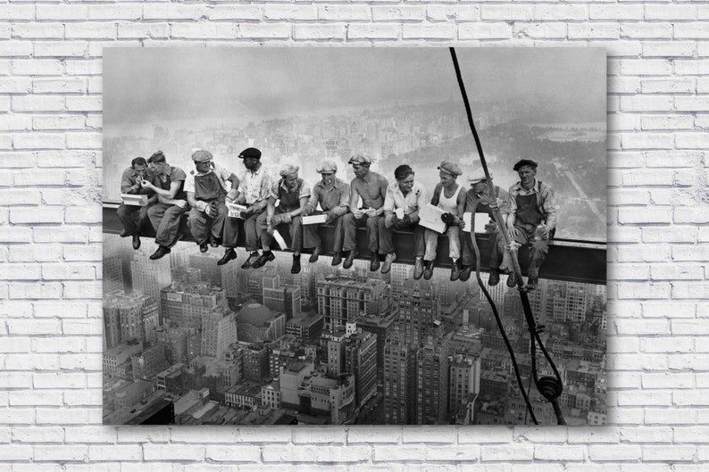 LARGE Lunch atop a Skyscraper Poster Print, Iconic 1932 Photo of Steelworkers Eating Lunch Above New York City image 1