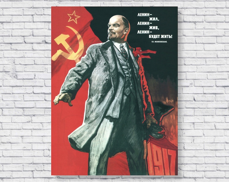 Lenin lived, Lenin lives, Lenin will live! Poster Print, USSR Soviet Union Russian CCCP Communist Propaganda Socialist Wall Art Decor image 1