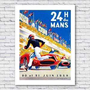 Le Mans 1959 Poster, 24 Hours of Le Mans 1959 Poster, Grand Prix of Endurance, 1959 24 H Du Mans, 24 heures Du Mans, Le Man Poster, Porsche