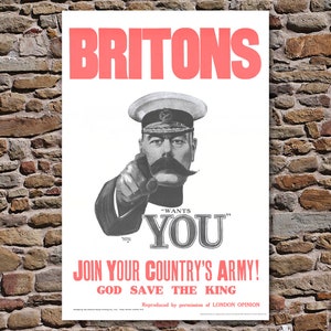 Lord Kitchener Wants You, World War 1 Recruiting Poster, Propaganda Poster, War Poster, Vintage Print