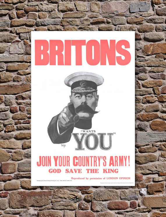 Vintage WW1 Lord Kitchener Britons Your Country Needs You Poster A3//A2//A1 Print