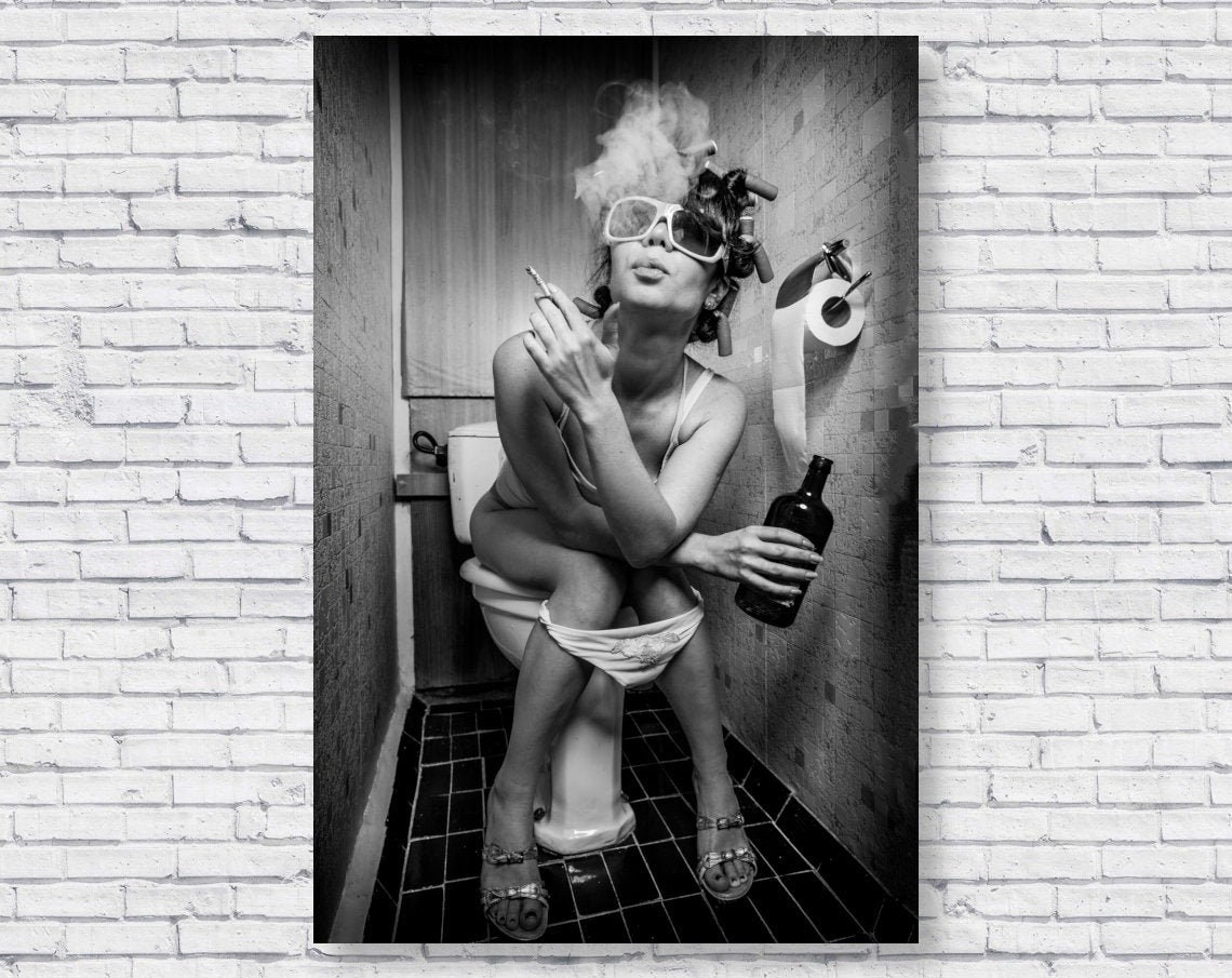 Badezimmer Rauch Poster Schwarz-Weiß Badezimmer Wandkunst | Etsy