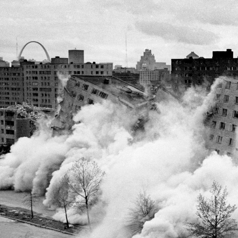 Building Demolition Photo Poster Print, Explosion Implosion Destruction ...
