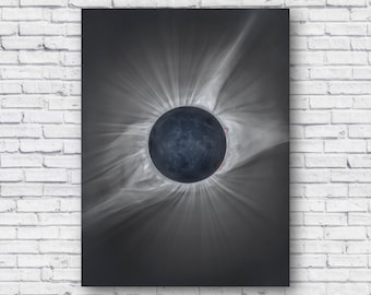 Solar Eclipse Poster, Solar Eclipse During Totality, Total Solar Eclipse Poster Print, Wall Art Decor Canvas, Photo Photograph Image Picture