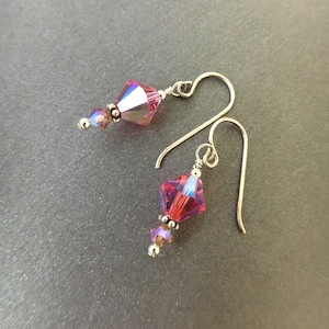 Vintage Swarovski Coral AB and Light Topaz AB Crystal Earrings on Sterling Silver Hooks