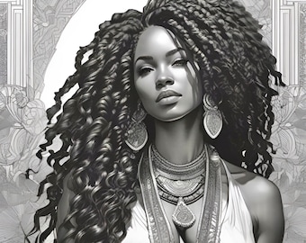 Digital Download Black Woman Coloring Pages