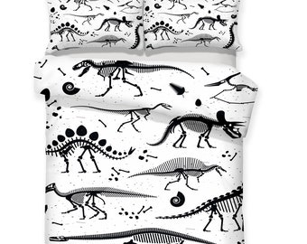monochrome dinosaur bedding