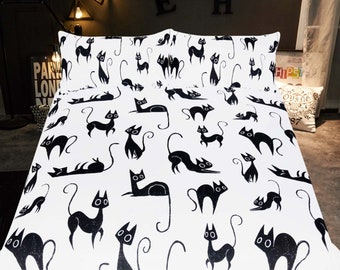 Set Of Black And White Cat Prints Etsy Nz