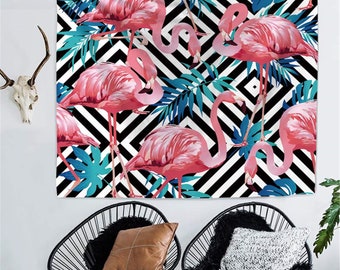 Jungle Boho Flamingo Pink Grey by nouveau/_bohemian Bohemian Bird Rose Floral Cotton Sateen Tablecloth by Spoonflower Flamingo Tablecloth