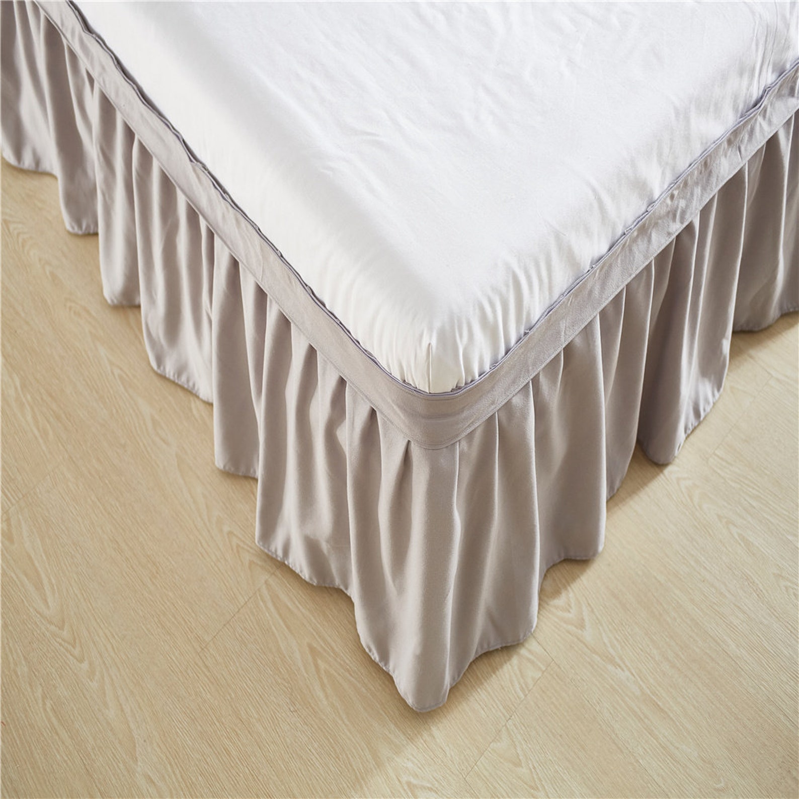 Light Gray Bed Skirt Shabby Chic Bedding Natural Colors Etsy