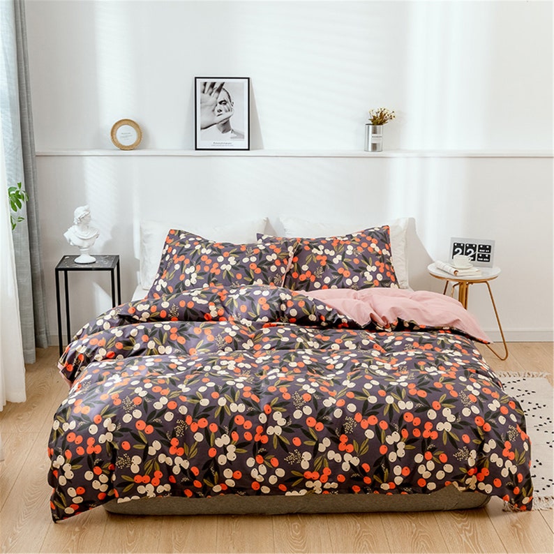 black Quilt Cover Stripe 100/% Cotton Duvet Cover Comforter Quilt Cover Home Bedding Sets Warming Bedroom rich fruits Twin Queen King