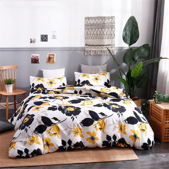 Elegant Coquettish Flowers Duvet Cover Set High Grade Etsy