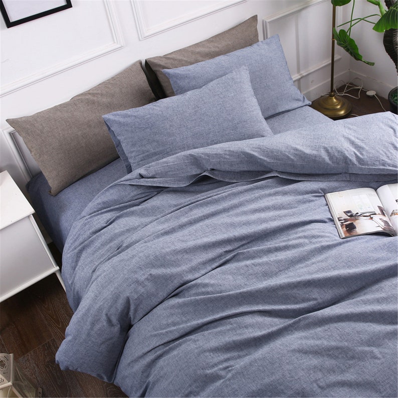 Blue Linen Duvet Cover Set Soft Linen Comforter Covers Linen Etsy