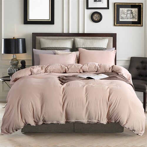 Minimalist Duvet Cover Light Pink Duvet Cover Set Pure Pink Etsy