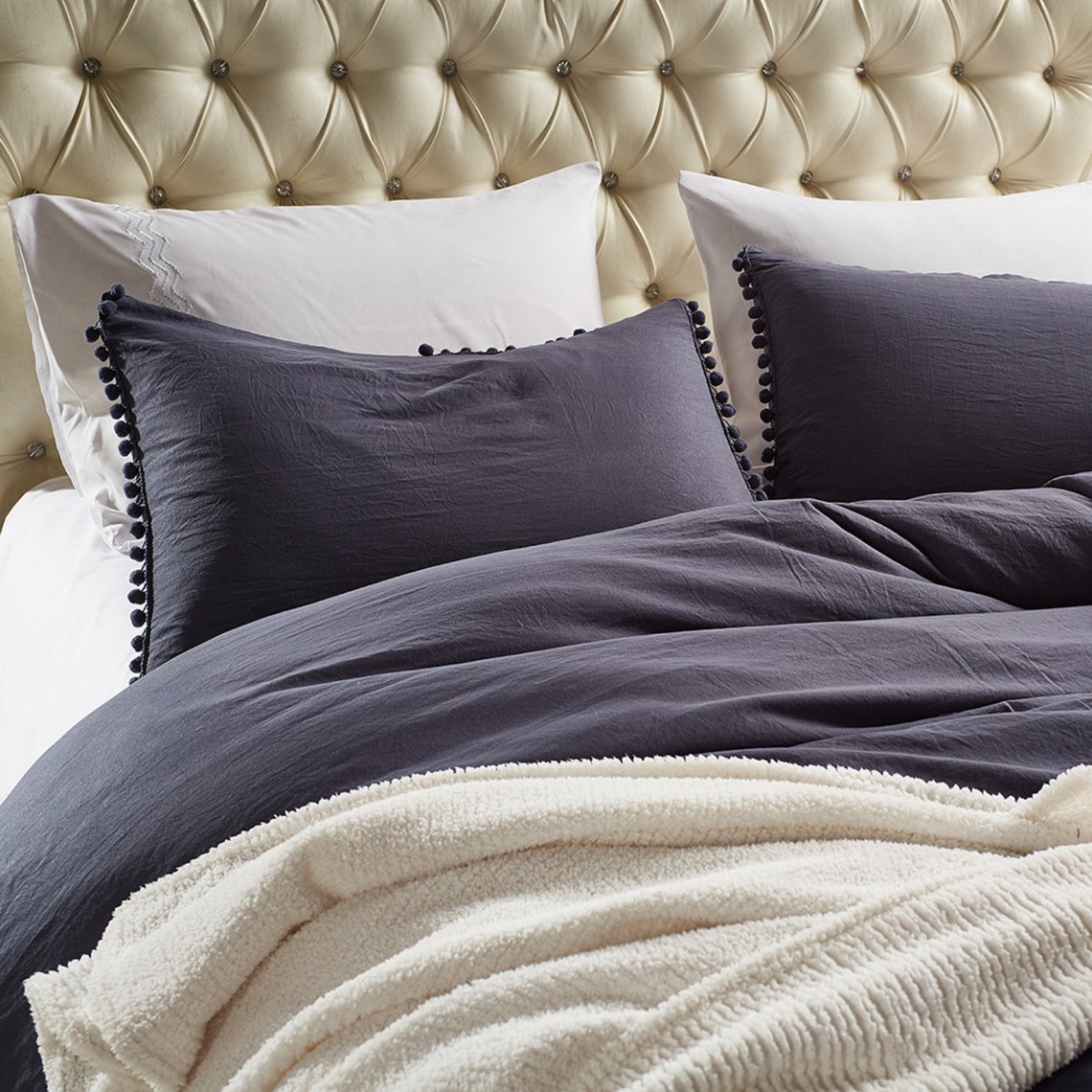 Natural Dark Gray Duvet Cover Washed Comforter Cover Etsy