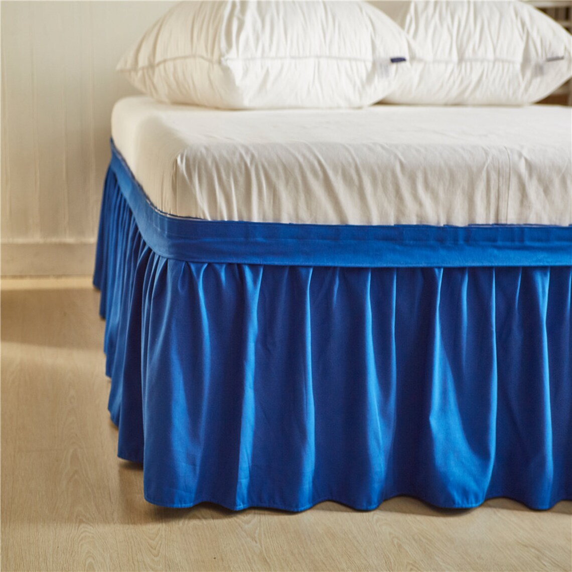Royal Blue Bed skirt Shabby Chic Bedding Natural Colors Etsy