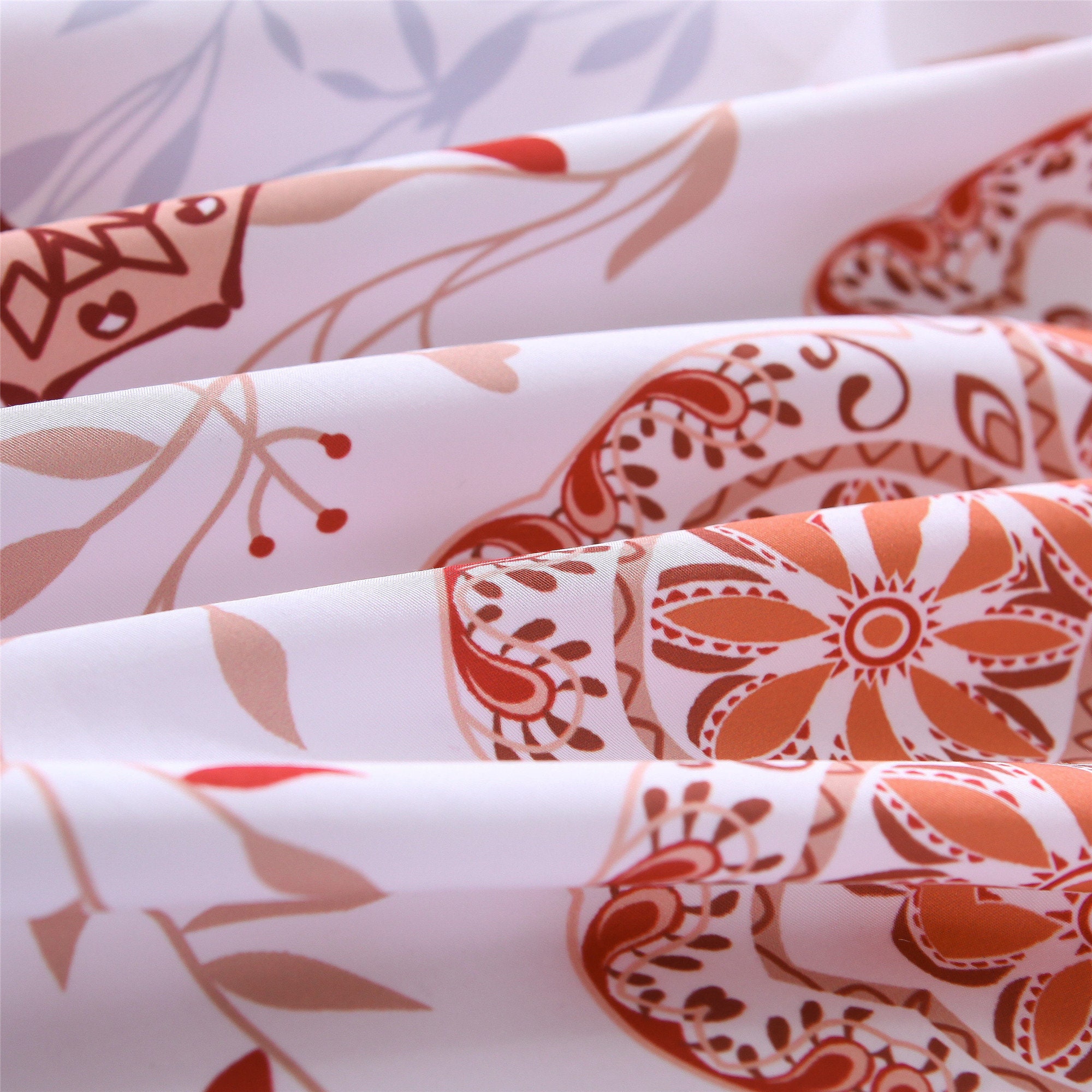 Orange Bohemian Duvet Cover Set Round Geometric Duvet Set Etsy