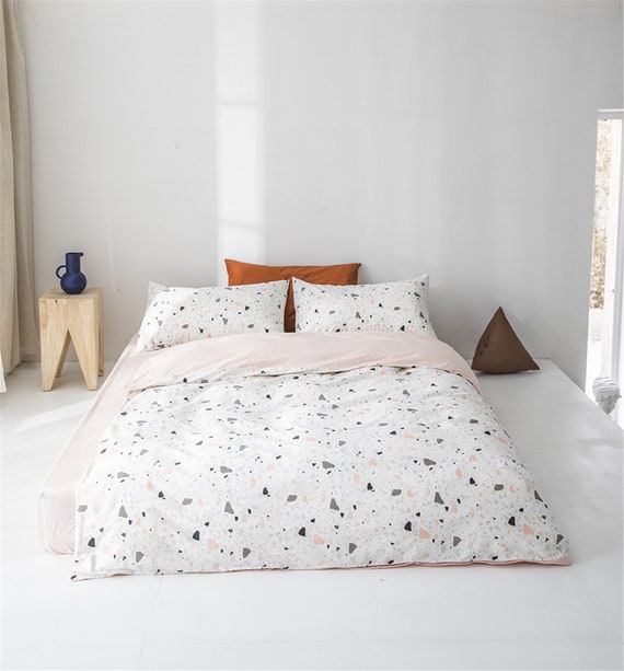 White Pink Duvet Cover Reversible Quilt Cover Girls Dots Etsy