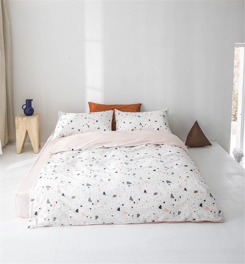 White Pink Duvet Cover Reversible Quilt Girls Dots Cotton Doona Summer Bedding Sets Hypoallergenic Fancy Bedroom Decor