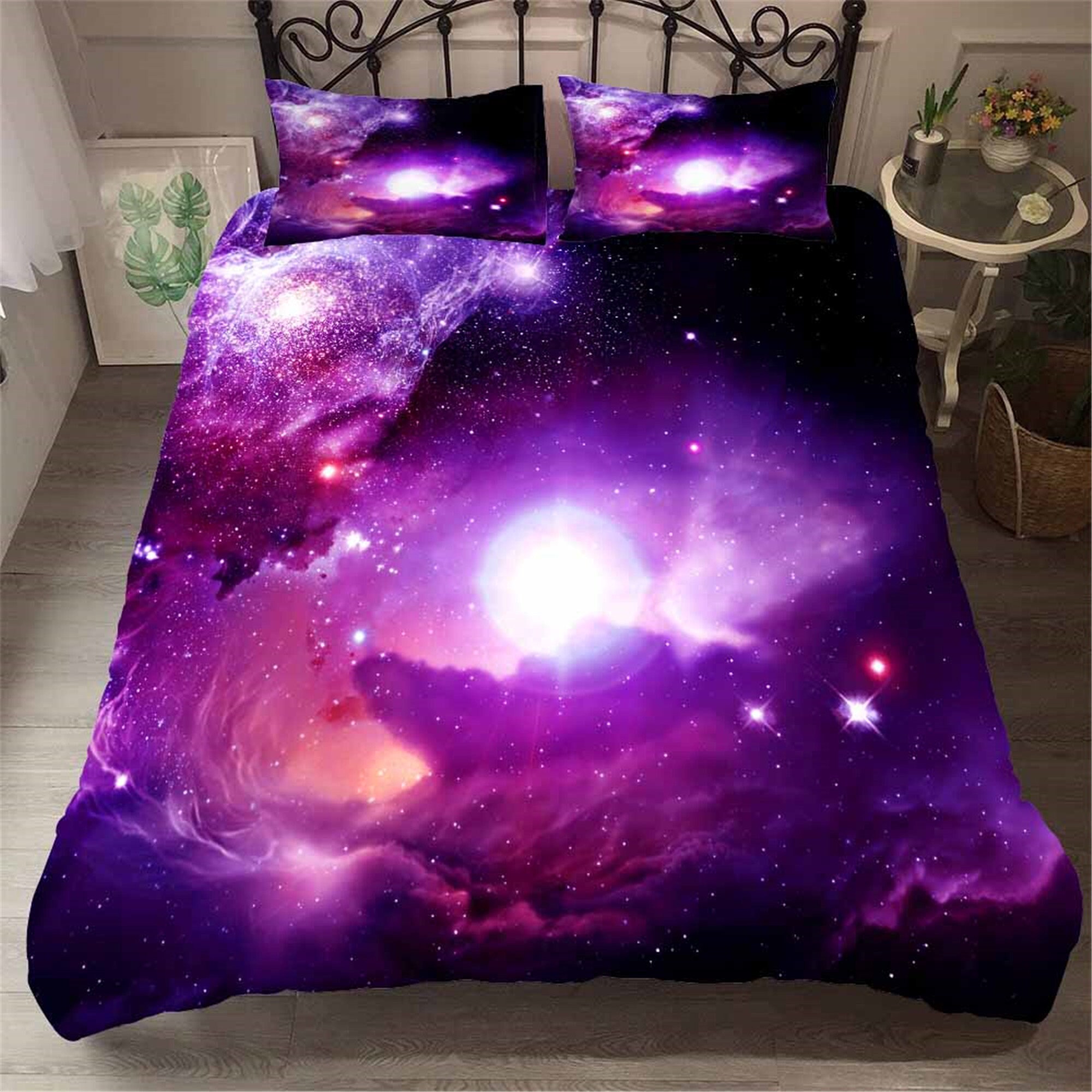 Purple Galaxy Duvet Cover Set Nebula Quilt Cover Kids Etsy