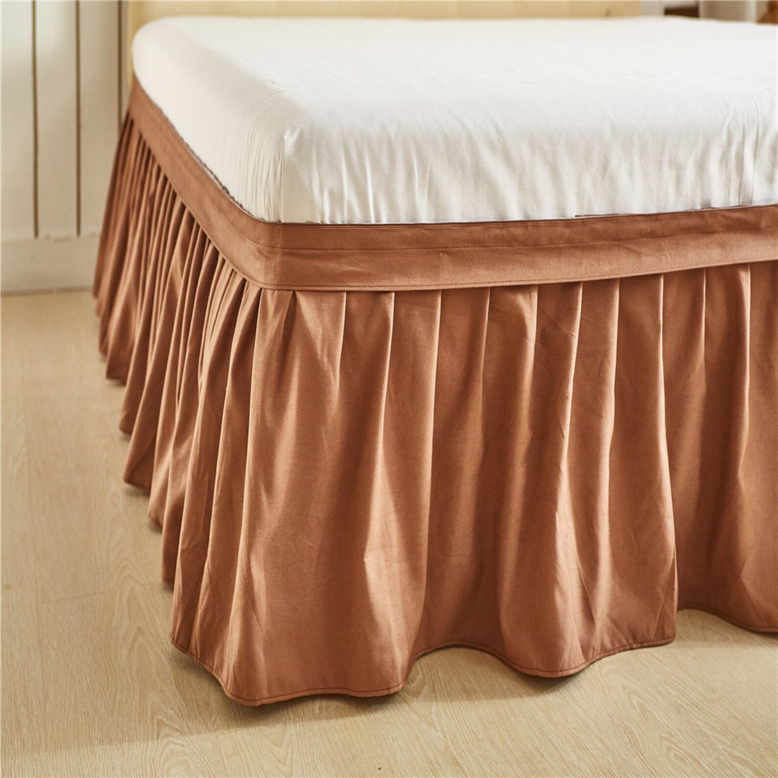 Chocolate Brown Bed skirt Shabby Chic Bedding Natural Colors Etsy