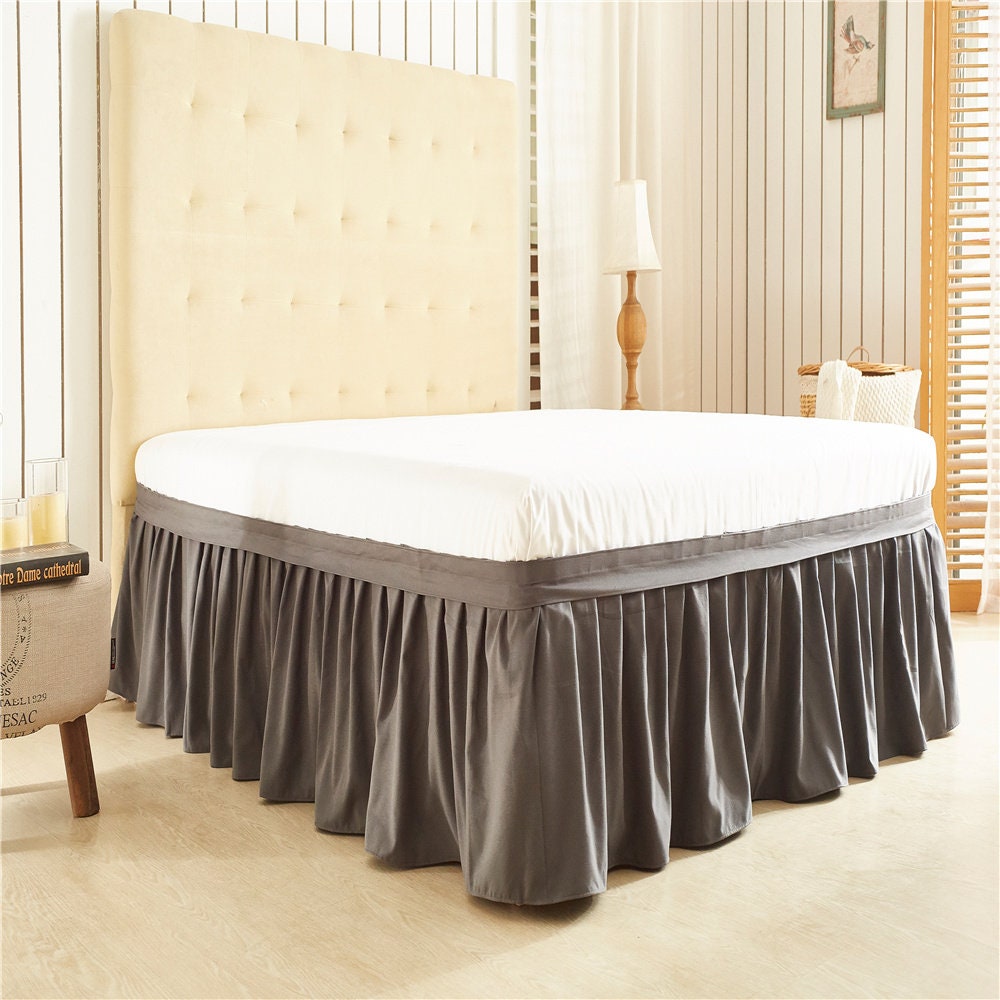 Dark Gray Bed Skirt Shabby Chic Bedding Natural Colors Bedding Etsy