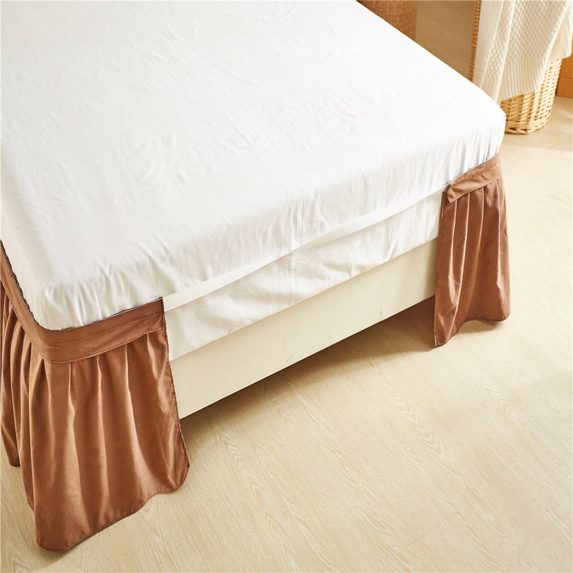 Chocolate Brown Bed skirt Shabby Chic Bedding Natural Colors Etsy