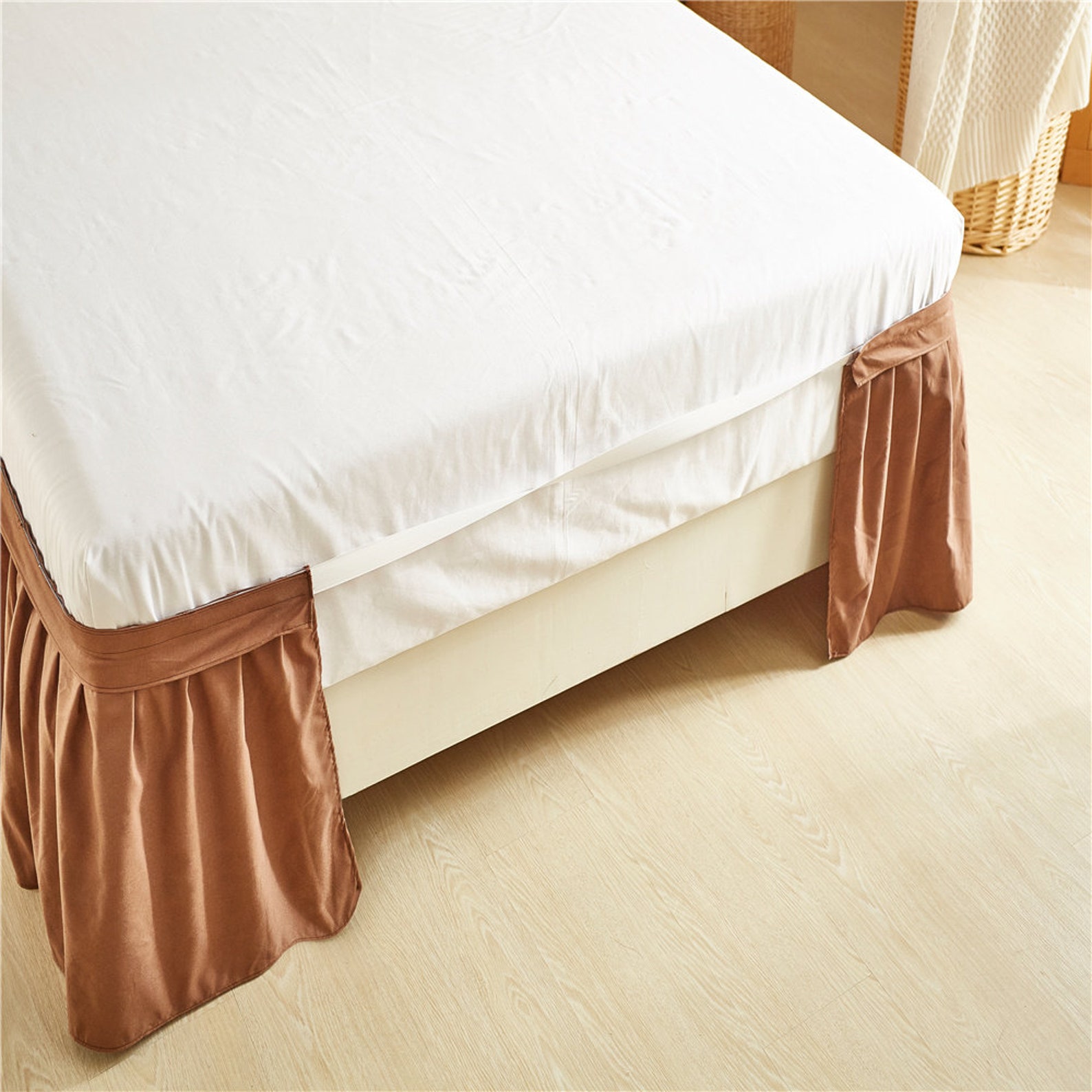 Chocolate Brown Bed skirt Shabby Chic Bedding Natural Colors Etsy