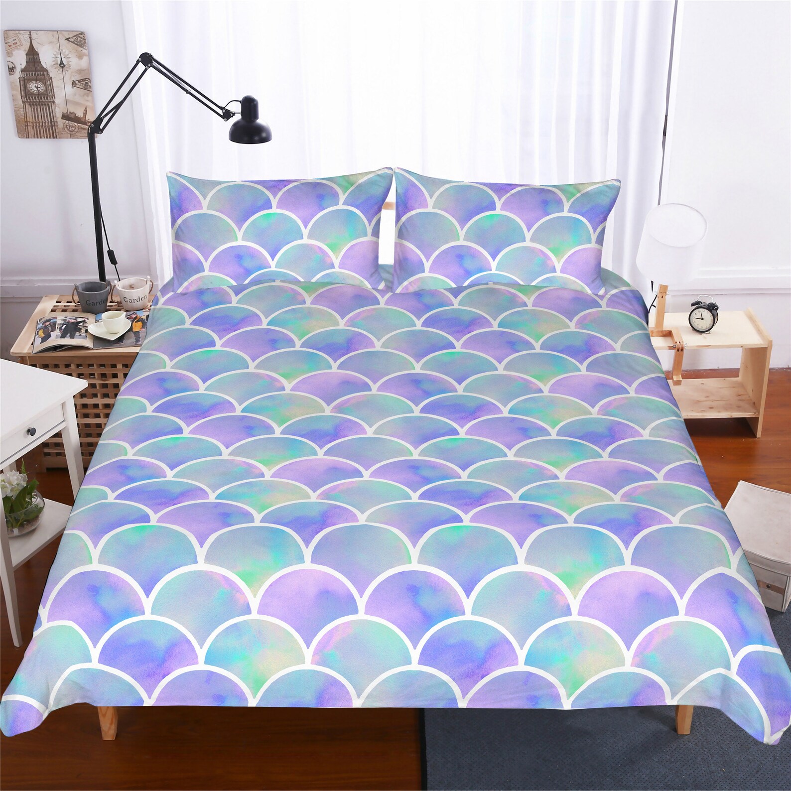 Super Beautiful Mermaid Scale Duvet Cover Set Mermaid Quilt Etsy