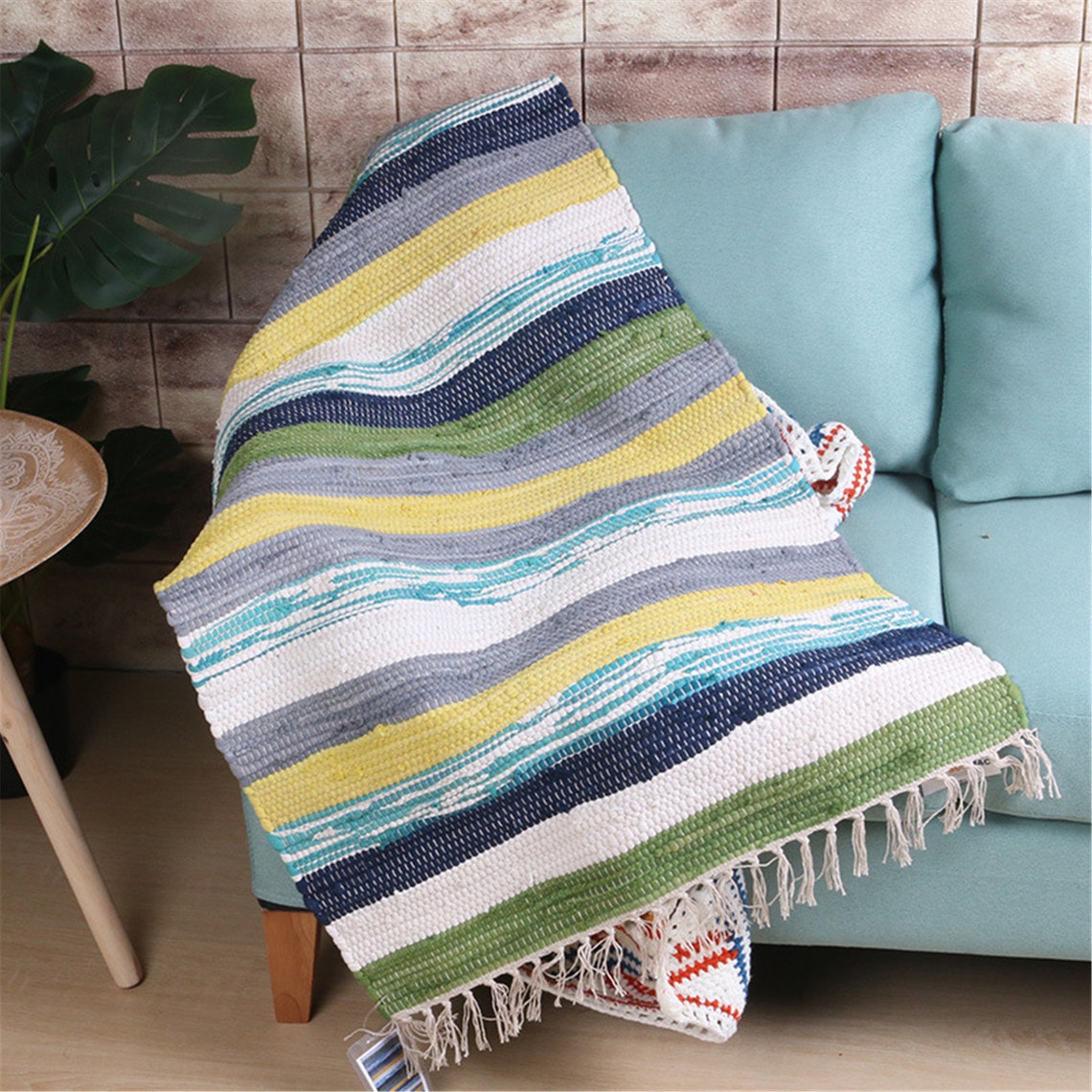 Art Striped Rugs with Tassels Imported Tassel Carpet Rug Etsy