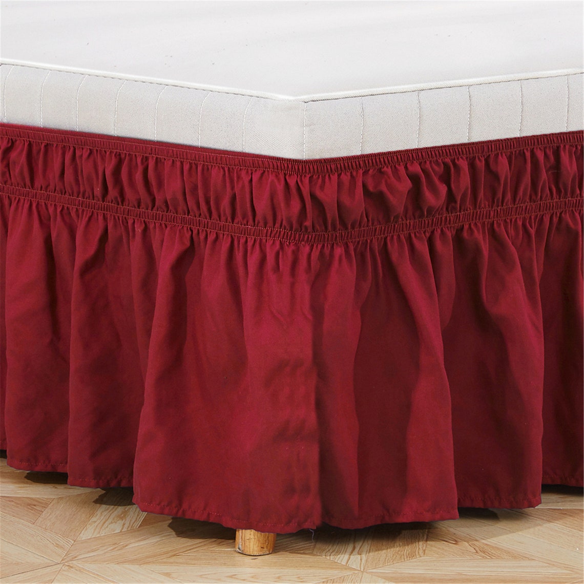 Wine Red Bed Skirt Shabby Chic Bedding Natural Colors Red Dust Etsy