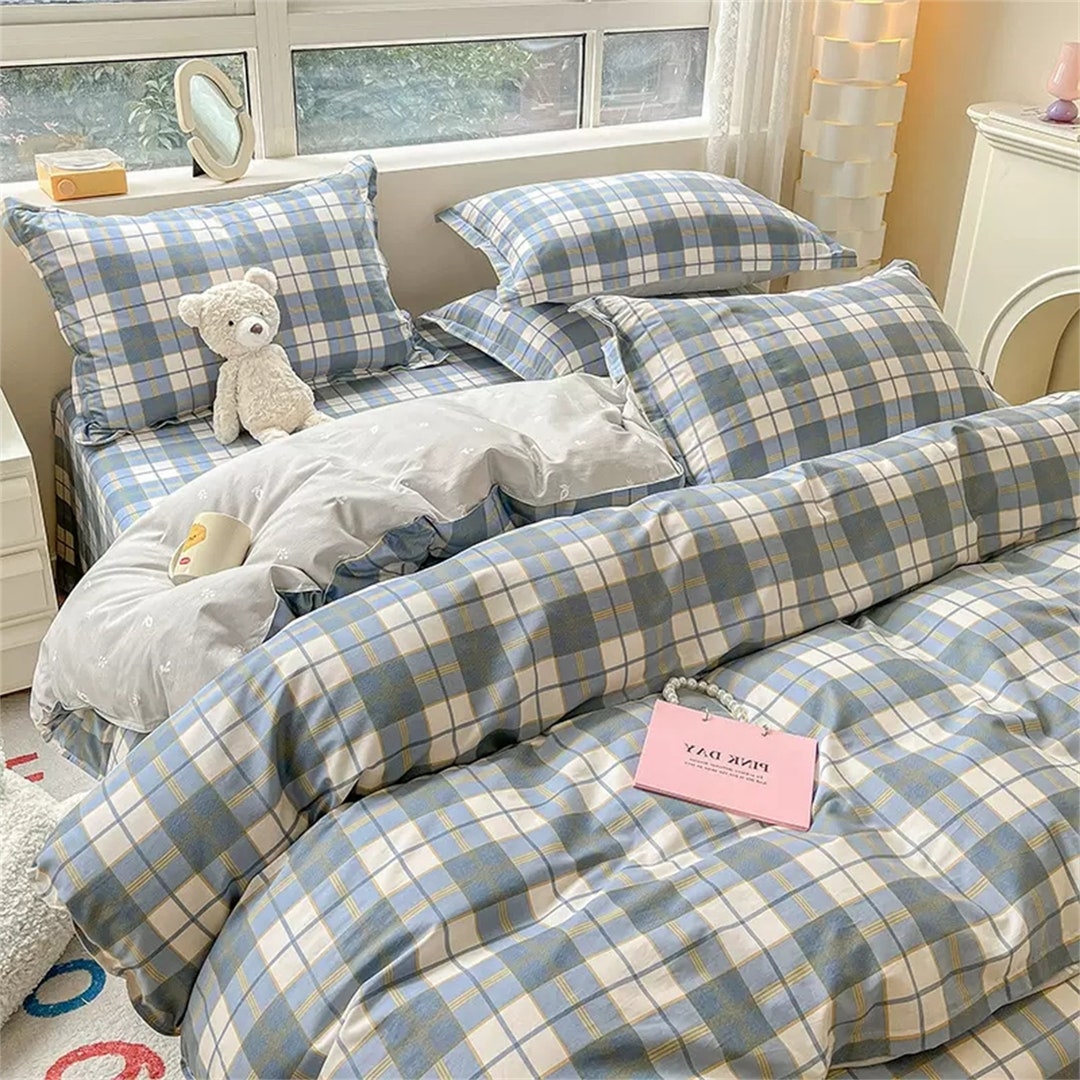 Blue Gingham Duvet Cover Ins Plaid Duvet Cover Kids Etsy