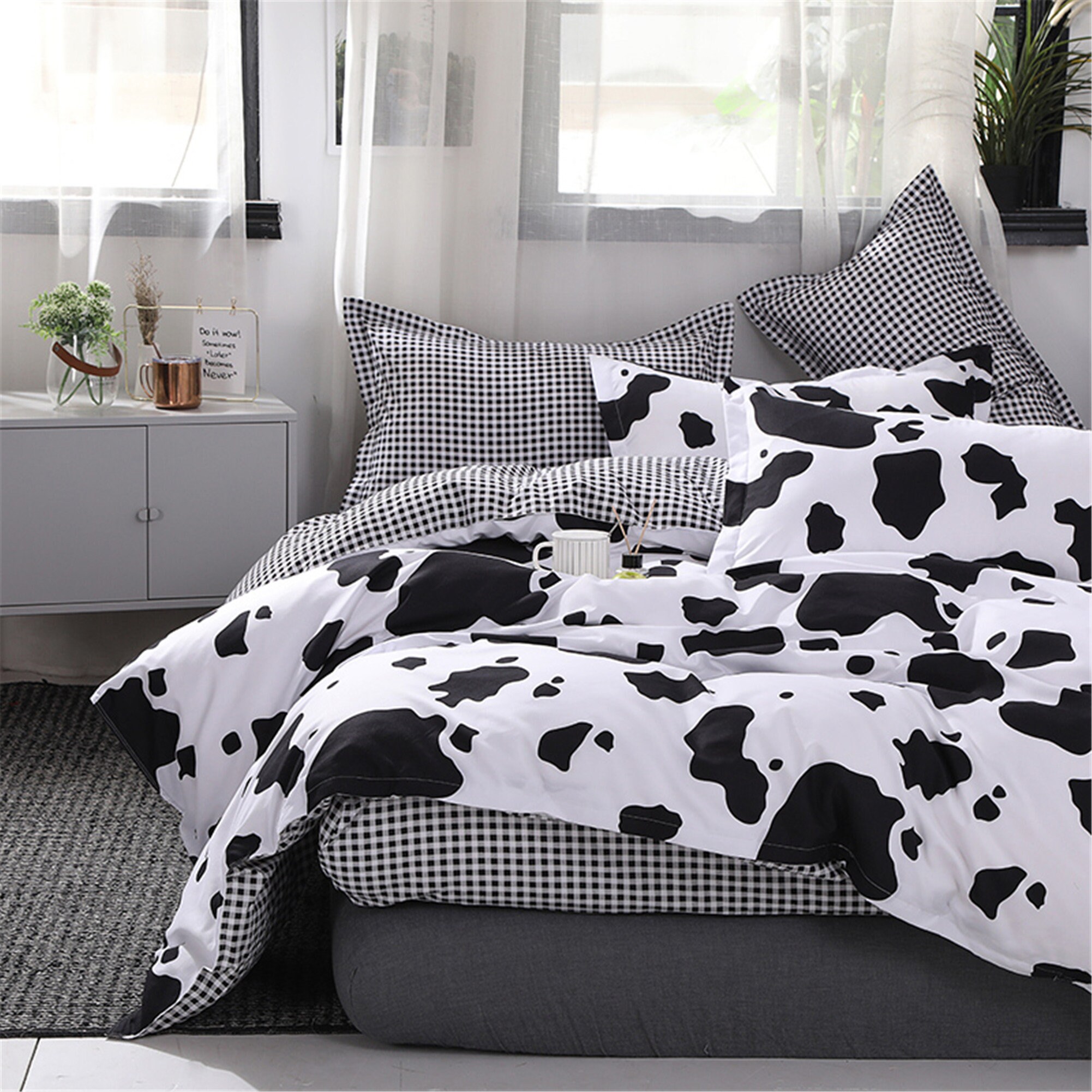 Black And White Cow Duvet Cover Set, Duvet Cover Cow Print Bedding