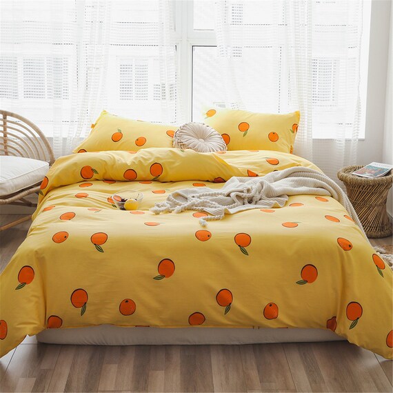 Yellow Duvet Cover Oranges Cotton Doona Cover Set Girls Kids Etsy